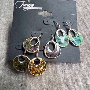Tanya Creations Earring Set Women 3pc Faux Abalone Shell Dangle Drop Boho